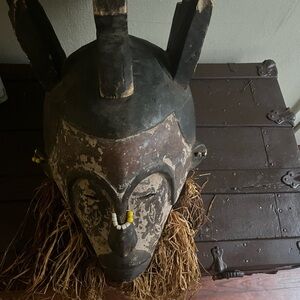 Handcrafted Tribal Mask with Black and Brown Accents